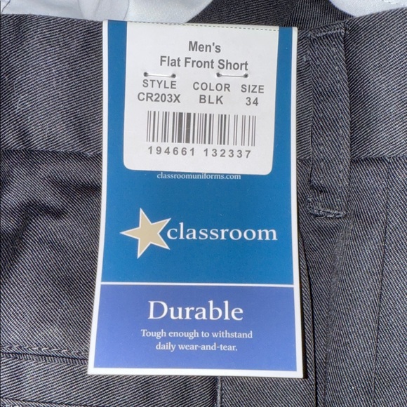 Men's Black Flat Front Shorts - Picture 3 of 3